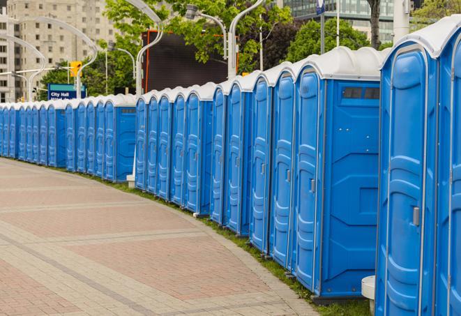 Seasonal porta potty units set up at a Murrieta, California venue